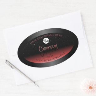 Modern Black Red Ombre Glitter Product Labels Logo