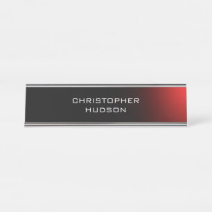 Modern Black Red Plain Desk Name Plate