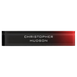 Modern Black Red Plain Nameplate
