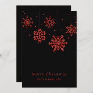 Modern Black Red Script Christmas Tree         Holiday Card