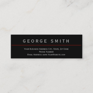Modern Black - Red Simple Plain Business Card