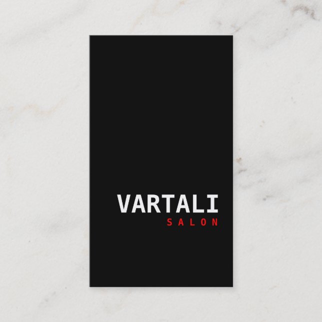 Modern Black Red Store Business Card (Front)