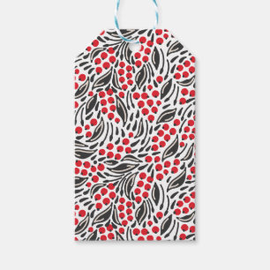 Modern Black Red White Christmas Winter Berry Gift Tags