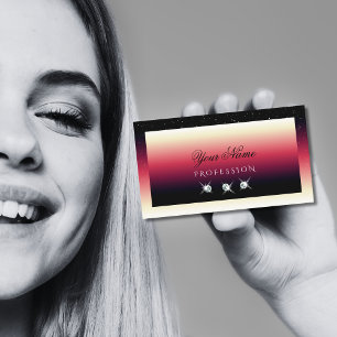 Modern Black Red White Gradient Sparkle Diamonds Business Card