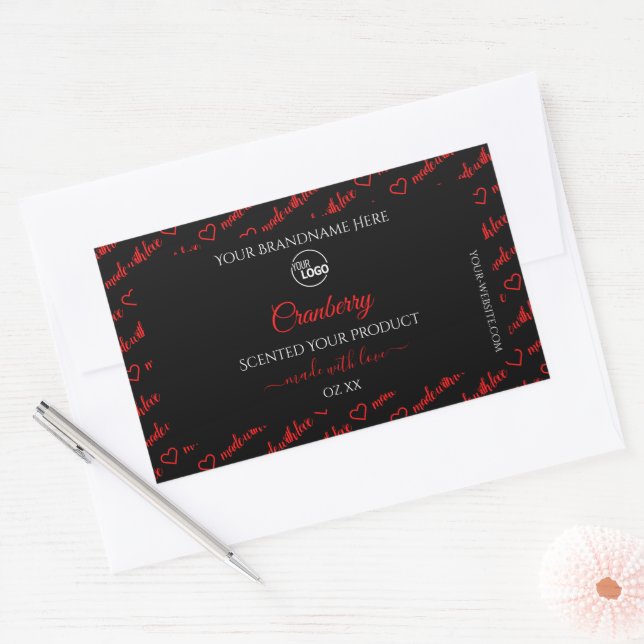 Modern Black Red Word Cloud Product Labels Logo (Envelope)