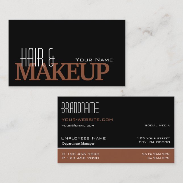 Modern Black Reddish Brown Simple and Professional Business Card (Front/Back)