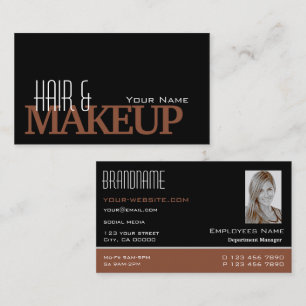 Modern Black Reddish Brown with Photo Professional Business Card
