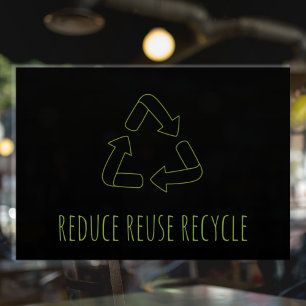 Modern Black Reduce Reuse Recycle Eco  Window Cling