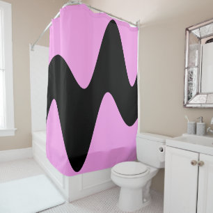 Modern Black River Pink Shower Curtain