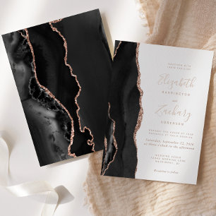 Modern Black Rose Gold Agate Wedding