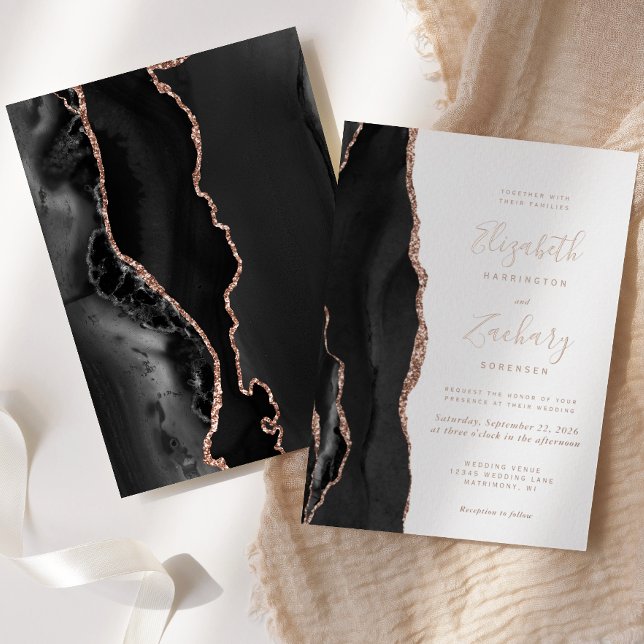 Modern Black Rose Gold Agate Wedding (Creator Uploaded)