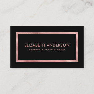 Modern Black Rose Gold Business Card