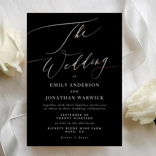 Modern Black Rose Gold Calligraphy Wedding (Creator Uploaded)