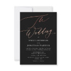 Modern Black Rose Gold Calligraphy Wedding