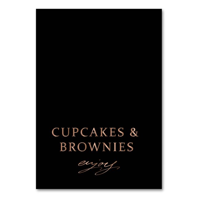 modern black rose gold chic Buffet Food Labels   Table Number (Front)