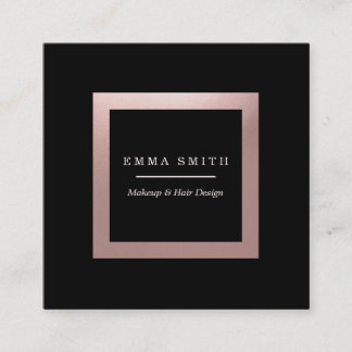 Modern Black Rose Gold Frame Professional Square Square Business Card