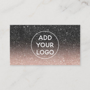 Modern black rose gold glitter chic ombre Logo Business Card