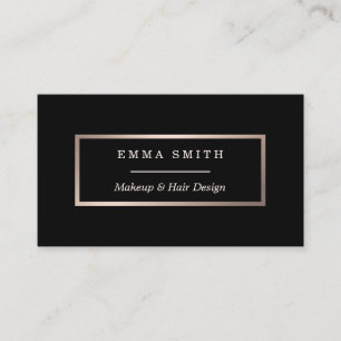 Modern Black Rose Gold Minimalist Business Card