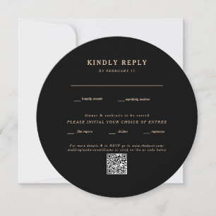 Modern Black Round Wedding QR Code RSVP