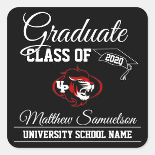 Modern Black School GRADUATION add LOGO Square Sticker
