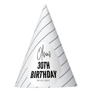 Modern Black Script 30th Birthday Chic & Minimalis Party Hat