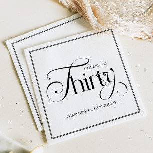 Modern Black Script 30th Birthday Napkins