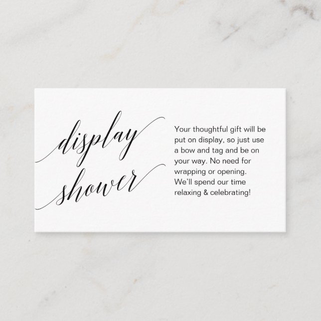 Modern black script, Display Shower Enclosure Card (Front)