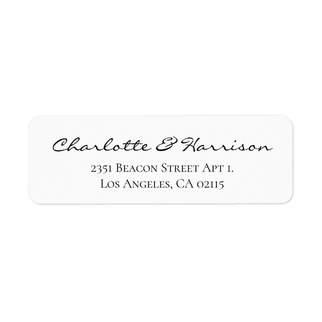 Modern black script elegant chic wedding address (Front)