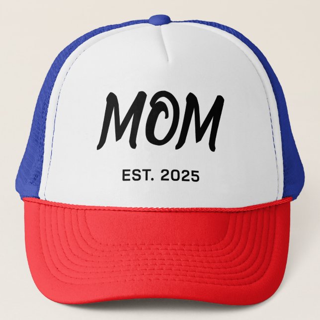 Modern Black Script Established Mum T-Shirt Trucker Hat (Front)