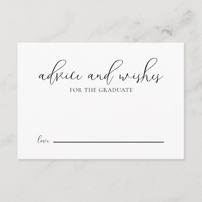 Modern Black Script Graduate Advice Graduation Enclosure Card (Front)