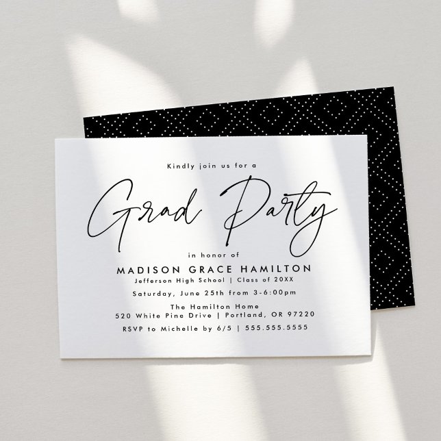 Modern Black Script Graduation Party Invitation (Creator Uploaded)