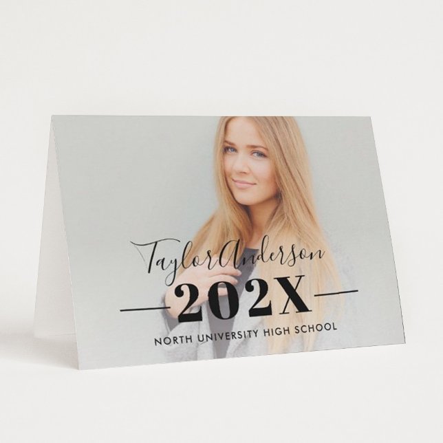 Modern Black Script Name Bold 2026 Grad Photo Thank You Card (Creator Uploaded)
