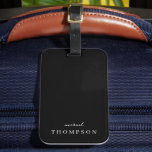 Modern Black & Script Name Monogram Luggage Tag<br><div class="desc">This modern black minimalist luggage tag with an elegant script name monogram design will add a luxury vibe to your travels.</div>