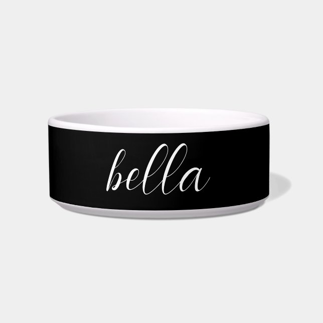 Modern Black Script | Personalised Pet Bowl (Front)