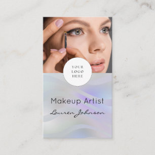 Modern Black Script Photo Makeup  Business Card