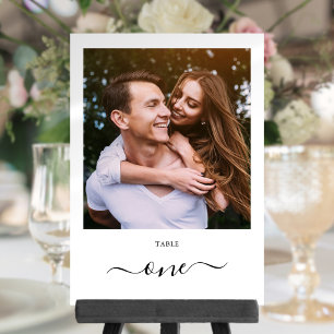 Modern Black Script Photo One Table Number