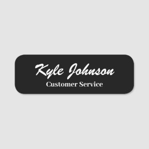 Modern Black Script Professional Personalise Name Tag