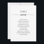 Modern Black Script Table Number 7 Seating Chart<br><div class="desc">Modern and elegant design printed Black White Calligraphy Script Table Number 7 Seating Chart Cards that can be customised with your text and add each table number card to your cart, one by one. Please click the "Customise it" button and use our design tool to modify this template. Check out...</div>