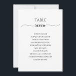 Modern Black Script Table Number 7 Seating Chart<br><div class="desc">Modern and elegant design printed Black White Calligraphy Script Table Number 7 Seating Chart Cards that can be customised with your text and add each table number card to your cart, one by one. Please click the "Customise it" button and use our design tool to modify this template. Check out...</div>