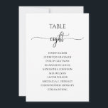 Modern Black Script Table Number 8 Seating Chart<br><div class="desc">Modern and elegant design printed Black White Calligraphy Script Table Number 8 Seating Chart Cards that can be customised with your text and add each table number card to your cart, one by one. Please click the "Customise it" button and use our design tool to modify this template. Check out...</div>
