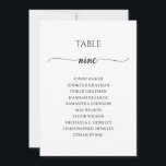 Modern Black Script Table Number 9 Seating Chart<br><div class="desc">Modern and elegant design printed Black White Calligraphy Script Table Number 9 Seating Chart Cards that can be customised with your text and add each table number card to your cart, one by one. Please click the "Customise it" button and use our design tool to modify this template. Check out...</div>