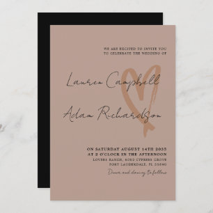 Modern Black Script Terracotta Wedding Invitation
