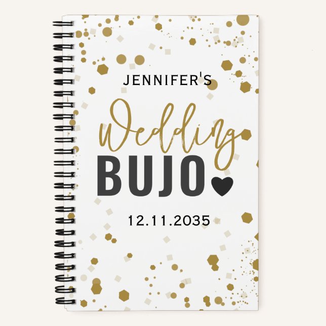 Modern Black Script Wedding Bullet Journal BUJO (Front)