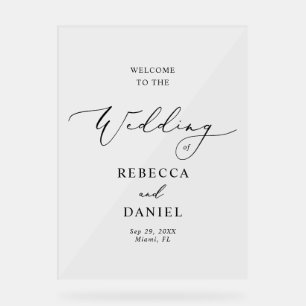 Modern Black Script Wedding Welcome Foam Board Acrylic Sign