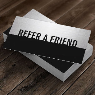 Modern Black & Silver Beauty Salon Referral Card