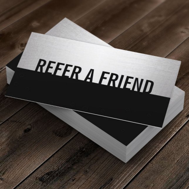 Modern Black & Silver Beauty Salon Referral Card (Creator Uploaded)