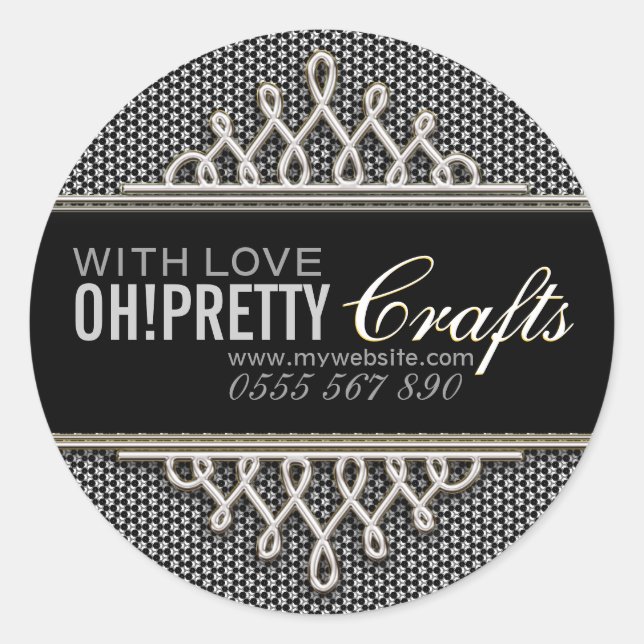 Modern Black Silver Business Product Sticker (Front)