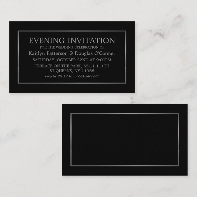 Modern Black & Silver Evening Event Ticket Invite (Front/Back)