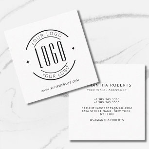 Modern black simple add your logo  square business card