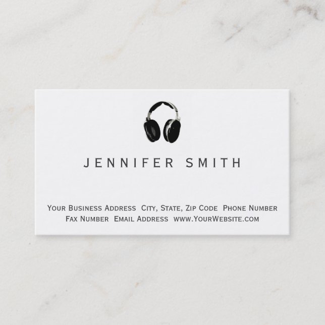 Modern Black Simple Music Business Card (Front)